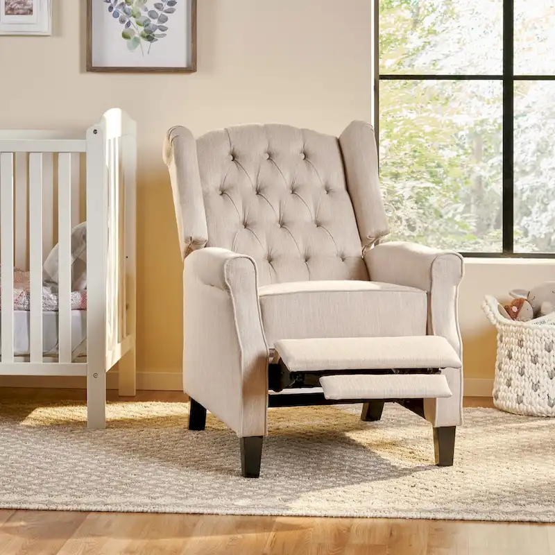 Push Back Recliner with Wingback, Modern and cozy recliner chair