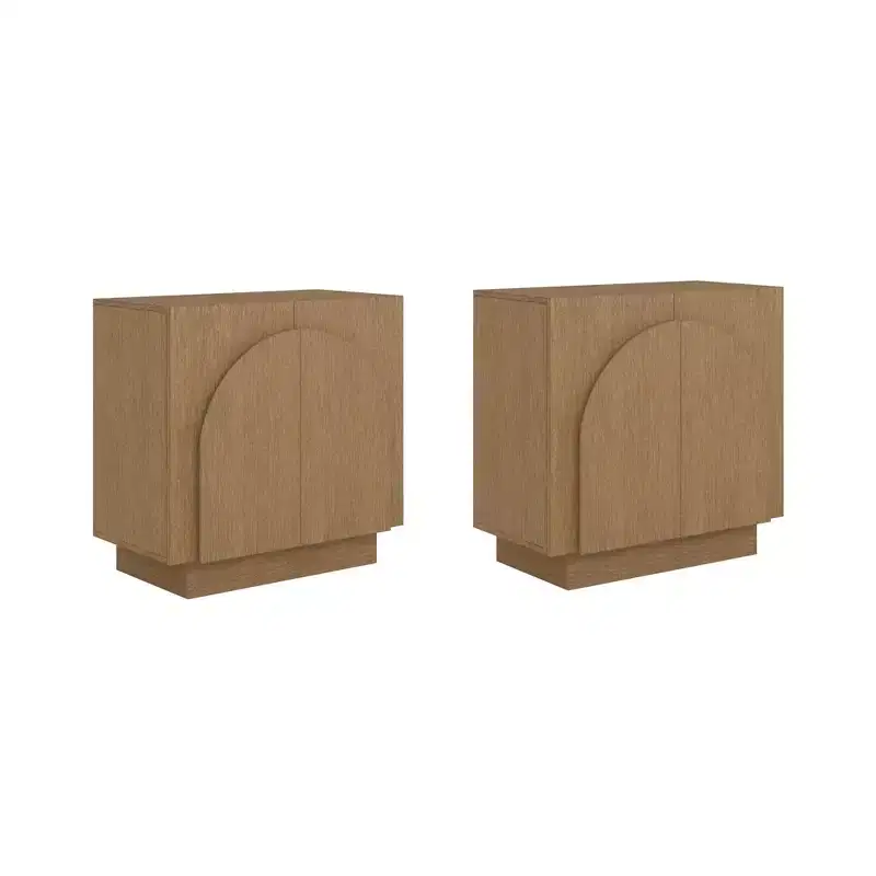 Nathan James Set of 2 Iris Wood Arched Console Table with Doors Brown