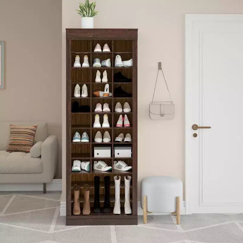 Shoe Storage Cabinet, 10-Tier Tall Shoe Cabinet with Boots Racks and 27 Cubbies, Freestanding Entryway Shoe Organizer for Closet, Entryway