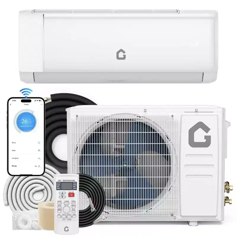 18,000 BTU 23 SEER2 Mini Split AC/Heat Pump - WiFi/Alexa, Ultra-Quiet, 208-230V, White, Cools/Heats 1,250 Sq.Ft, Complete Installation Kit