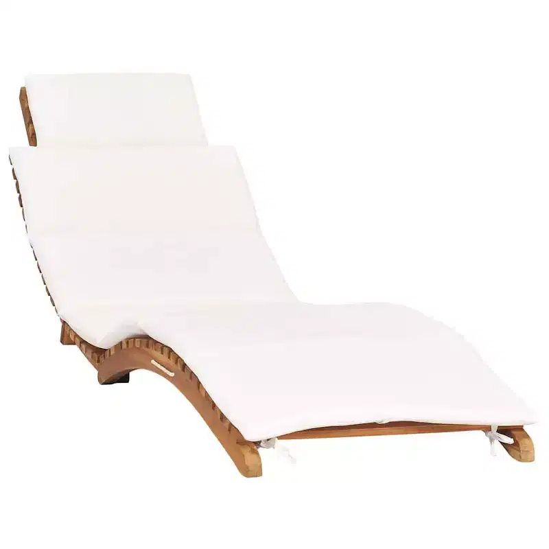 vidaXL Sunlounger Cream White Fine sanded teak hardwood Standard