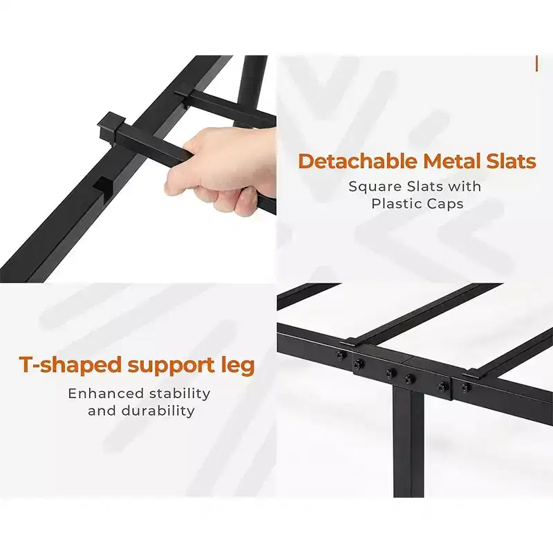 Steel Modern Twin Bed Frame - Black, No Box Spring Needed