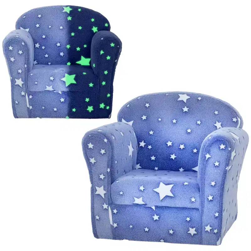 Kids Sofa Chair with Glow in the Dark Star Design, Upholstered Toddler Sofa for 18-36 Months