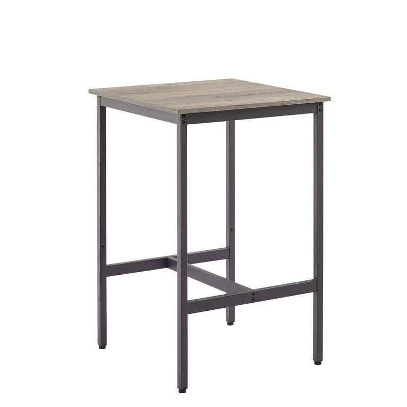 Eureka Industrial Bar Table Set, 3-Piece Dining Table and PU Upholstered Stools Set, Small Counter Height Pub Bistro Table Set