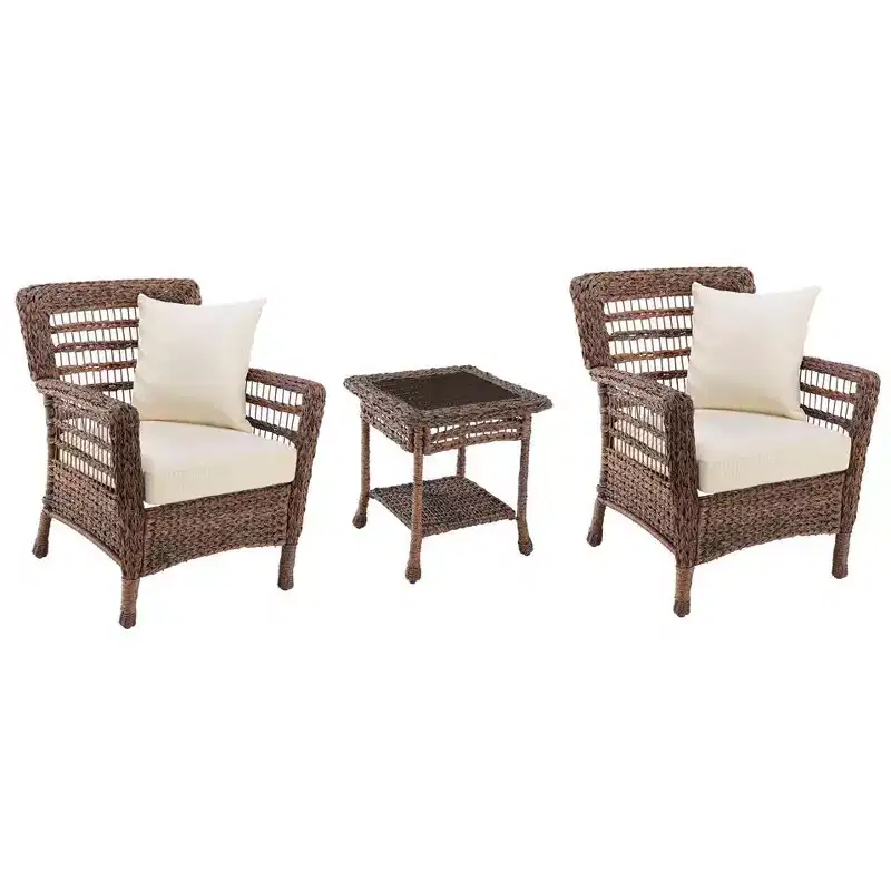 Jiallo Modern Concept Faux Sea Grass Resin Rattan Bristro Set (set of 3)