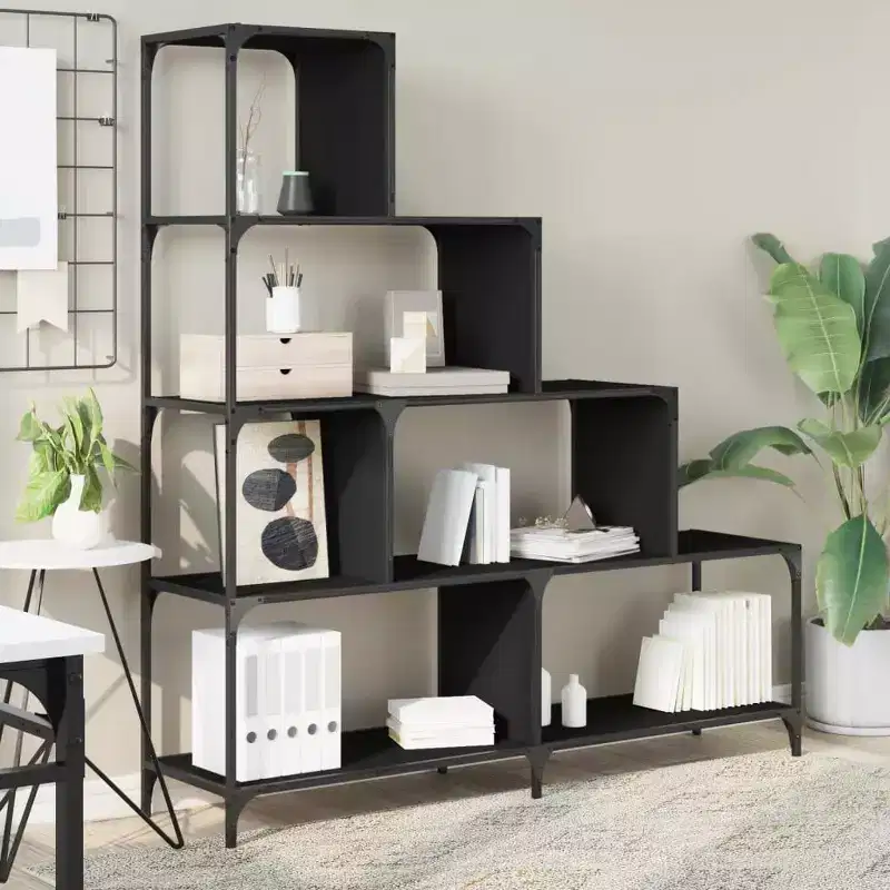vidaXL Bookcase 4-Stair Storage Bookshelf Display Cabinet Engineered Wood