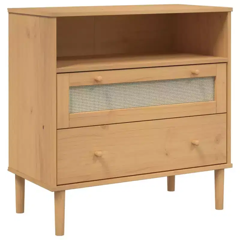 vidaXL SENJA Dresser Rattan Look Brown 31.5x15.7x31.5 Solid Wood Pine
