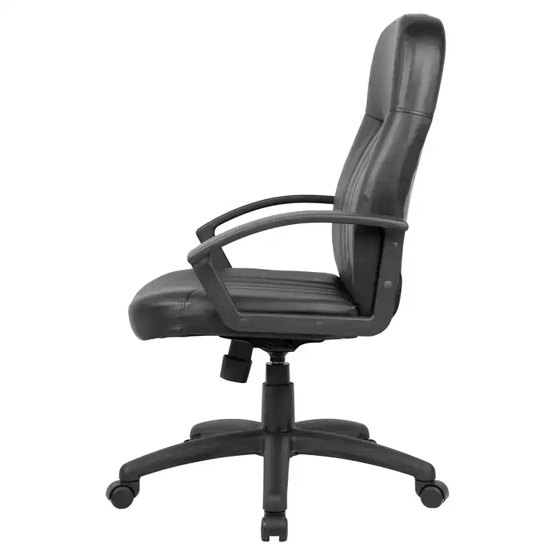Executive Leather Budget Chair Black - : Swivel, Lumbar Support, 250lb Capacity