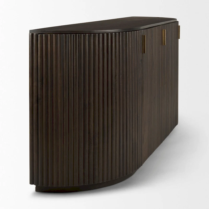 Terra Dark Brown Solid Wood Fluted Sideboard - 72.0L x 18.5W x 32.0H