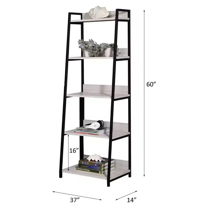 HomeStock 65 H. Black Metal Vertical Bookshelves 3 with Tier Shelves
