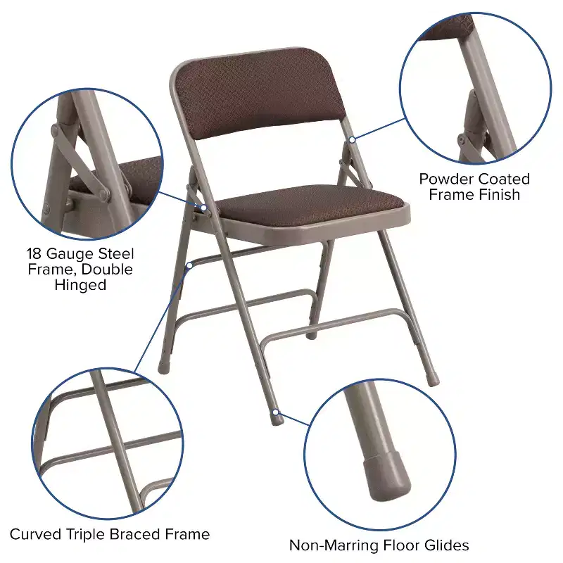 2-Pack Home & Office Party Events Fabric Padded Metal Folding Chair