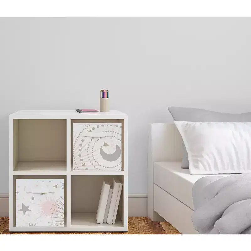 Girl Kids' Decorative Fabric Storage Bins Celestial Pink Gold and Grey