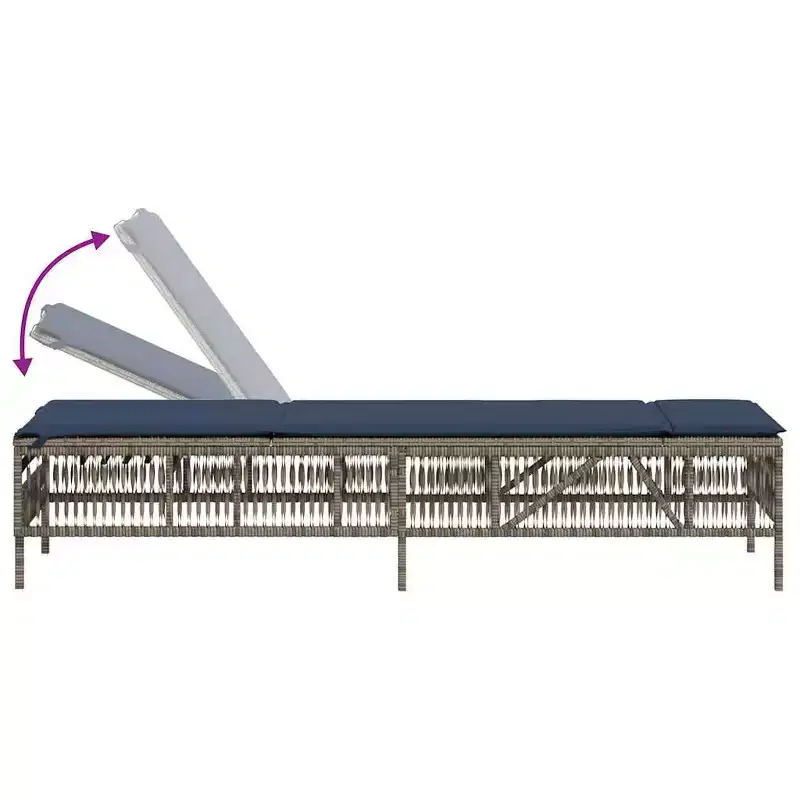 vidaXL Patio Sun Lounger PE rattan Large Multi-Position Backrest