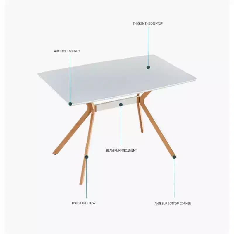 FurnitureR Modern Computer Desk with MDF Top and Metal Legs, Writing Study Table for Home Office, Contemporary Work Desk for Bedroom Study Room