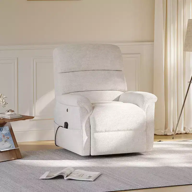 Electric Recliner Chair with Massage, Dual Zone Heating & Lift Assist, Adjustable Backrest, Velvet Fabric for Living Room, Study