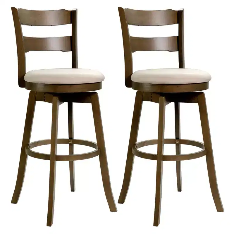 360 Swivel Barstools Set of 2 or 4, Upholstered High Back, 30.5