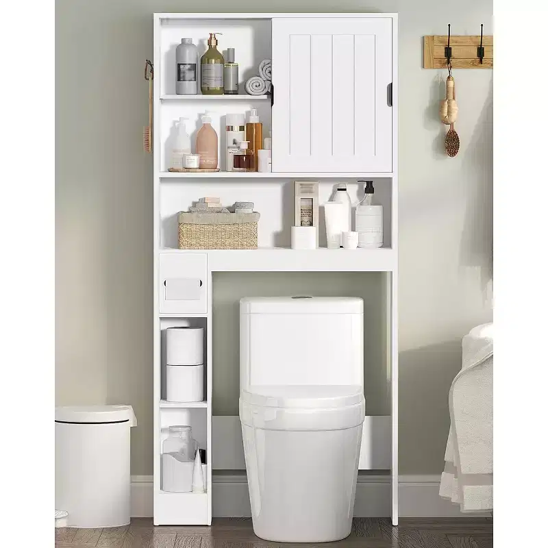 Dcolora Over The Toilet Storage Cabinet, Farmhouse Storage Cabinet Over Toilet with Sliding Doors