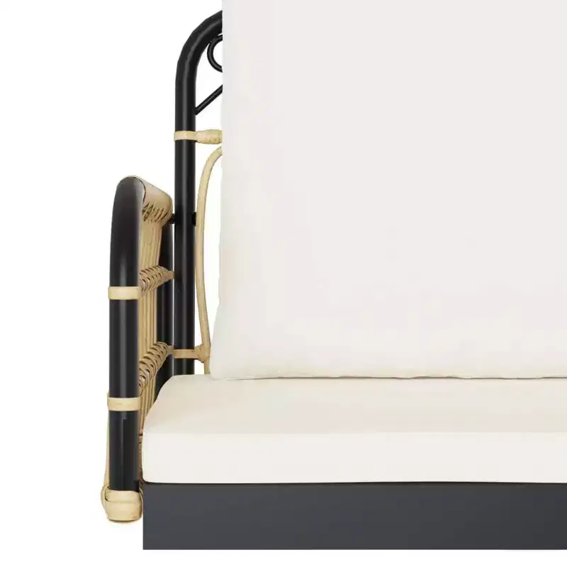 vidaXL Swing Bench Brown, Black, Cream White PE rattan, Powder-coated steel