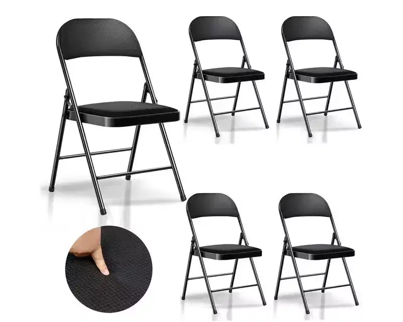 4 Pack Black Padded Metal Folding Chair for Outdoor Indoor