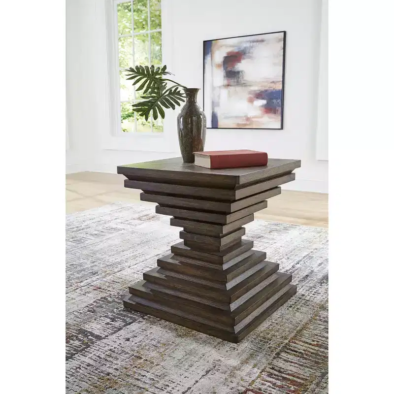 Signature Design by Ashley Hannodream Contemporary End Table - Warm Brown Glazed Oak Finish