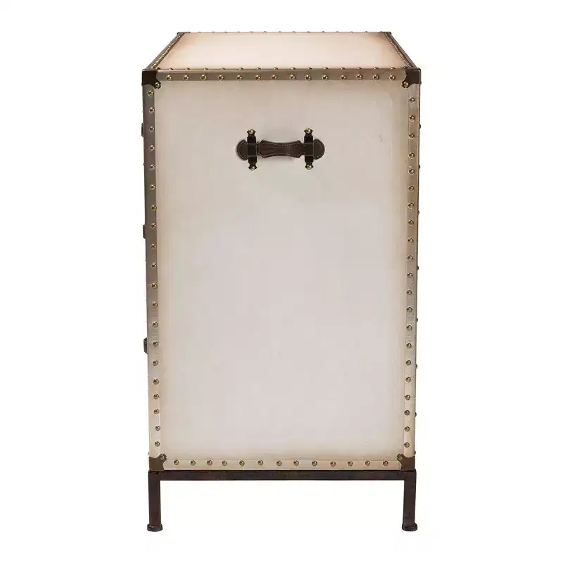 Baxton Studio Benton Canvas 4 Drawer Storage Cabinet Beige/Coffee/Black
