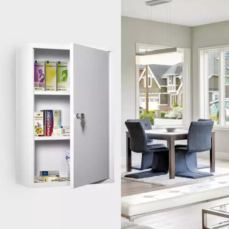 Steel Wall-Mount Medicine Cabinet 3-Tier