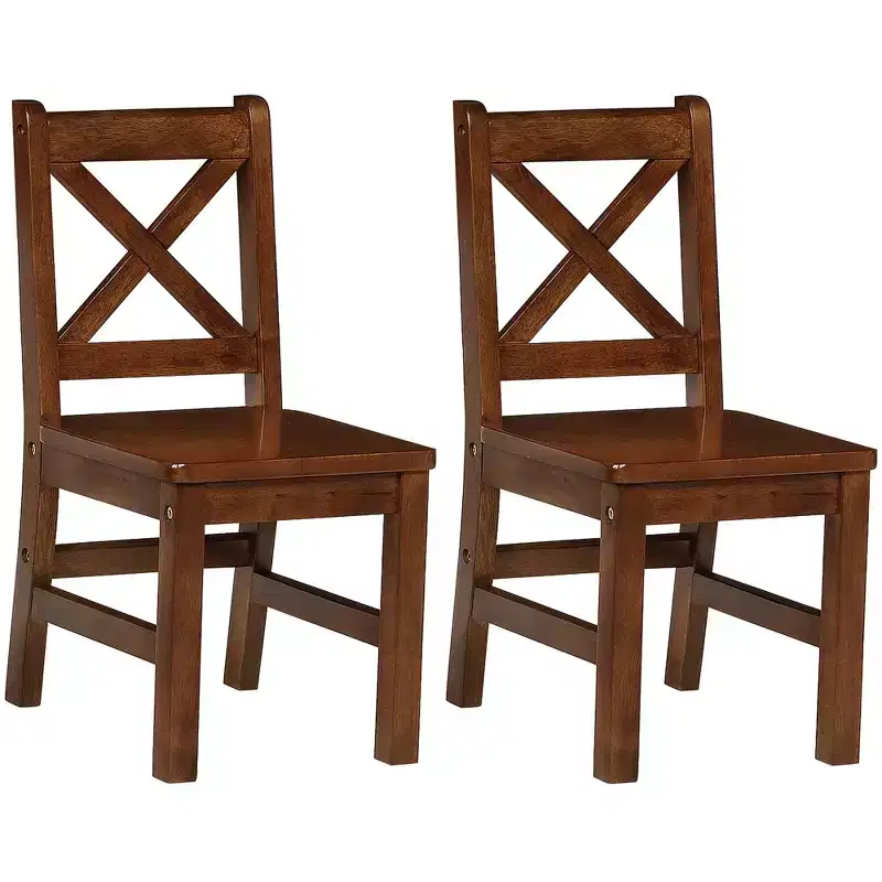 eHemco Solid Hard Wood X Back Kids Chair, Set of 2