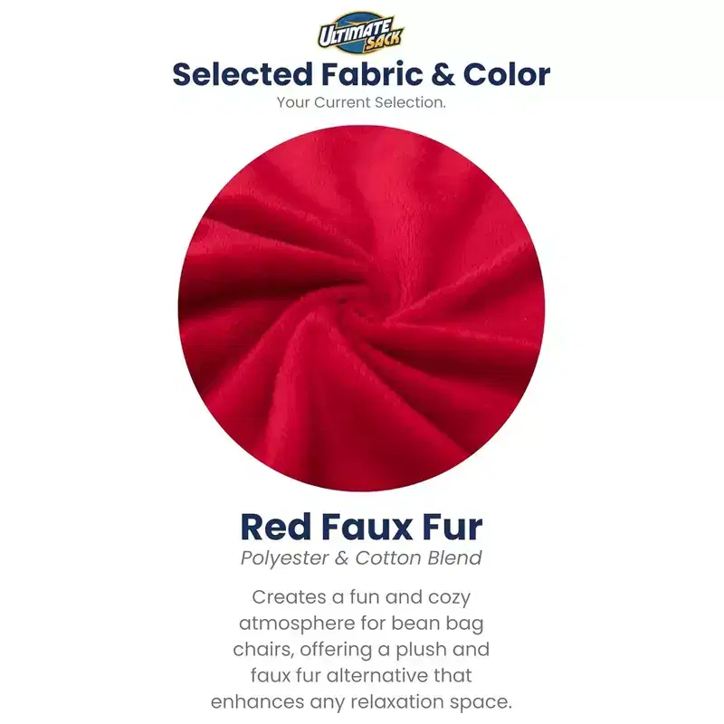 Ultimate Sack 5 Foot Foam Filled Washable Fur Covered Bean Bag Chair, Red