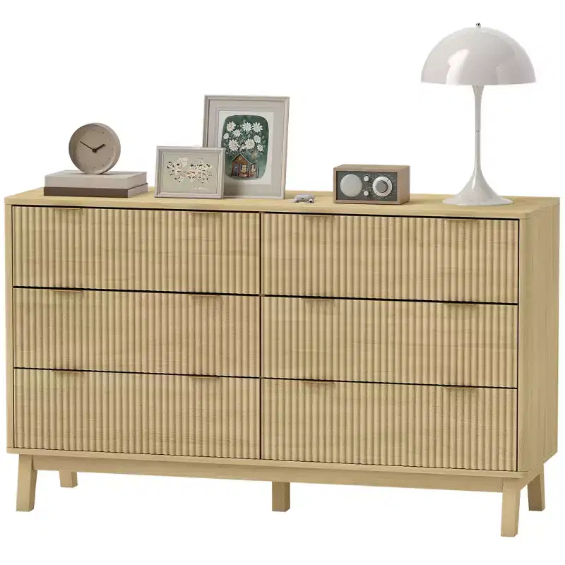Fluted Dresser for Bedroom with 6 Drawers, 54