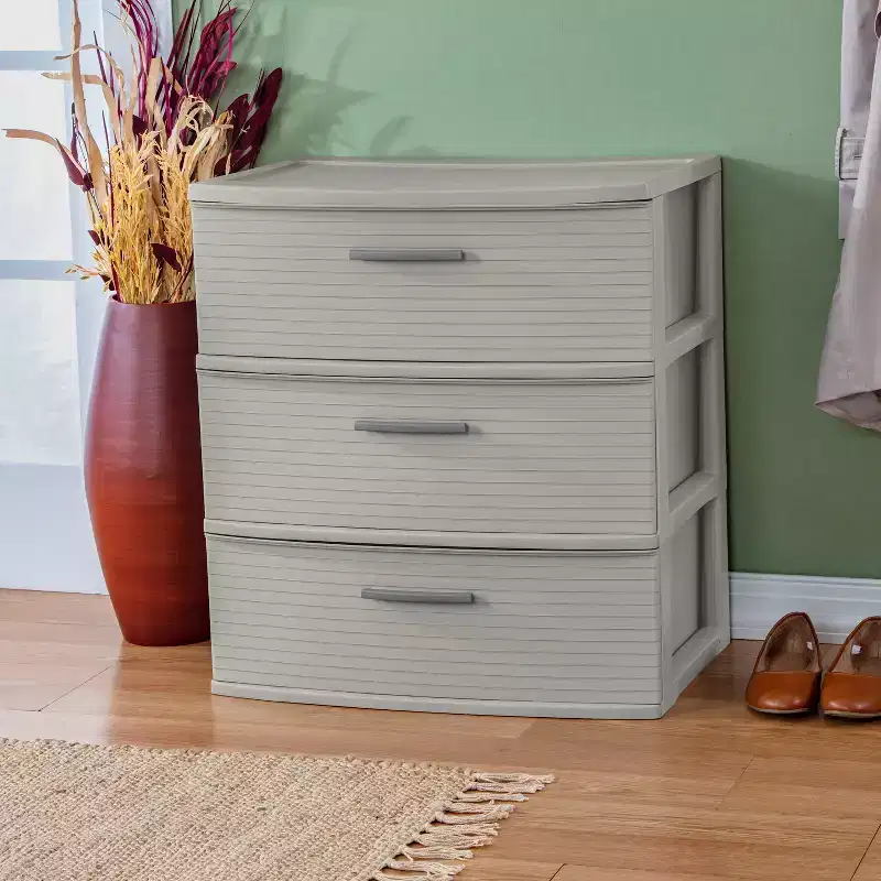 Wide 3-Drawer Plastic Storage Tower – 24