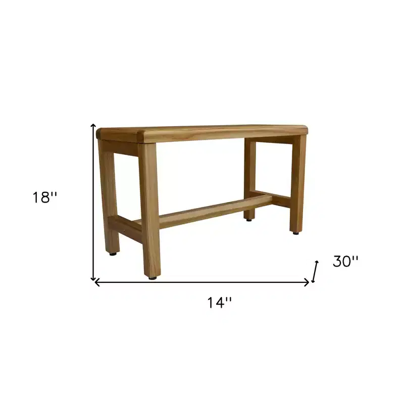 Compact Rectangular Teak Shower Bench in Natural Finish