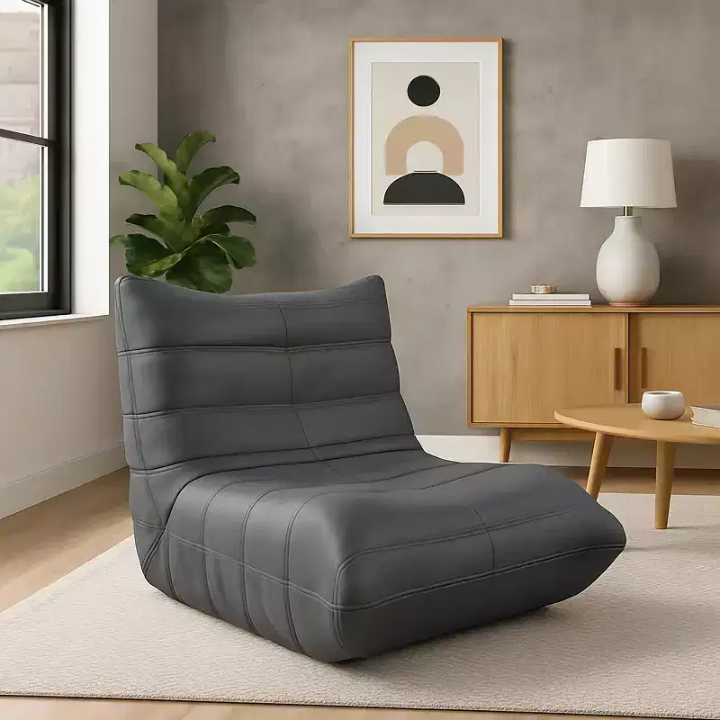 Modern Accent Chair, Comfy Upholstered Armchair with High-Density Cushion & Plush Foam, for Living Room or Bedroom, Gray