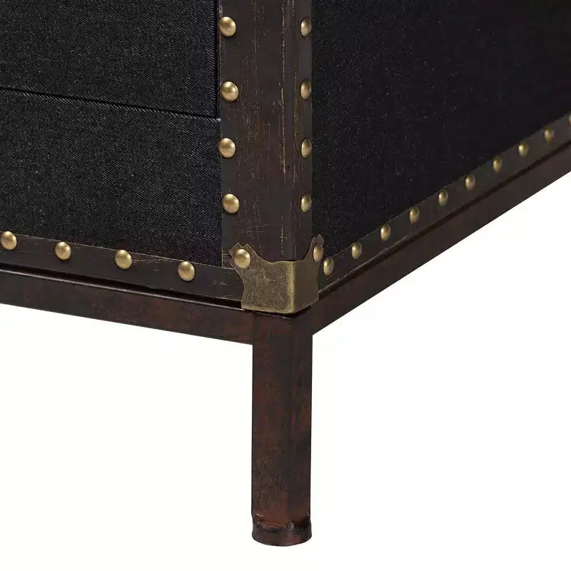 Canvas 2-Drawer End Table Trunk Black/Brown