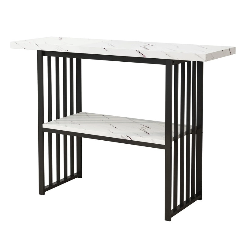 Modern 42-Inch Console/Accent Table with Geometric Metal Legs