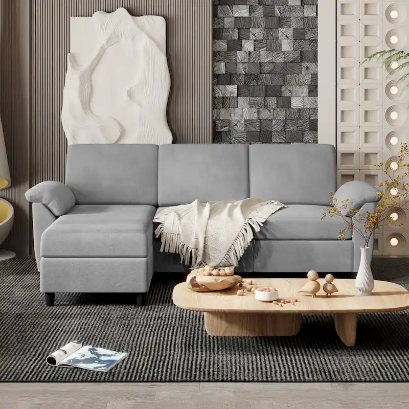 Futzca 79 Convertible Sectional Sofa Couch, 3 Seat L Shaped