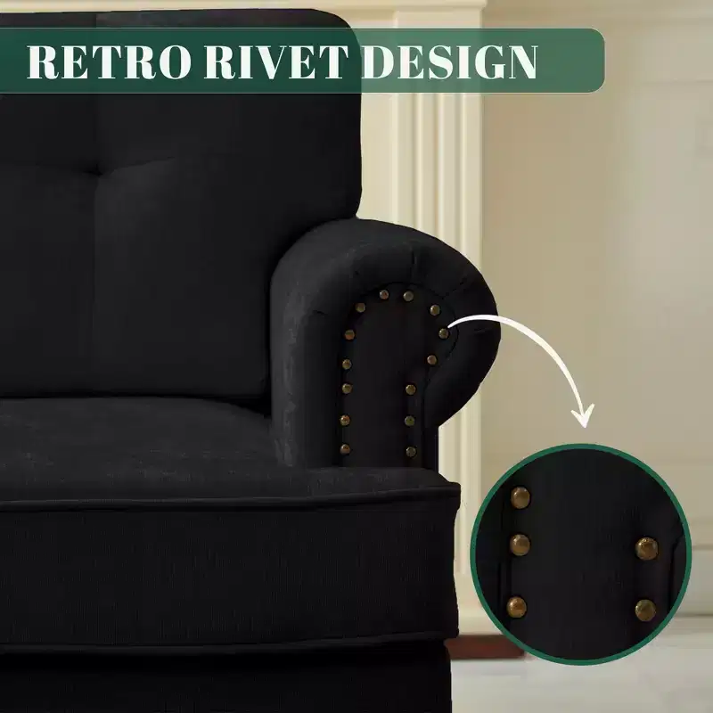 Chenille Upholstered Pull Point Accent Chair, Sofa Armrest Chair for Living Room, Bedroom, Office