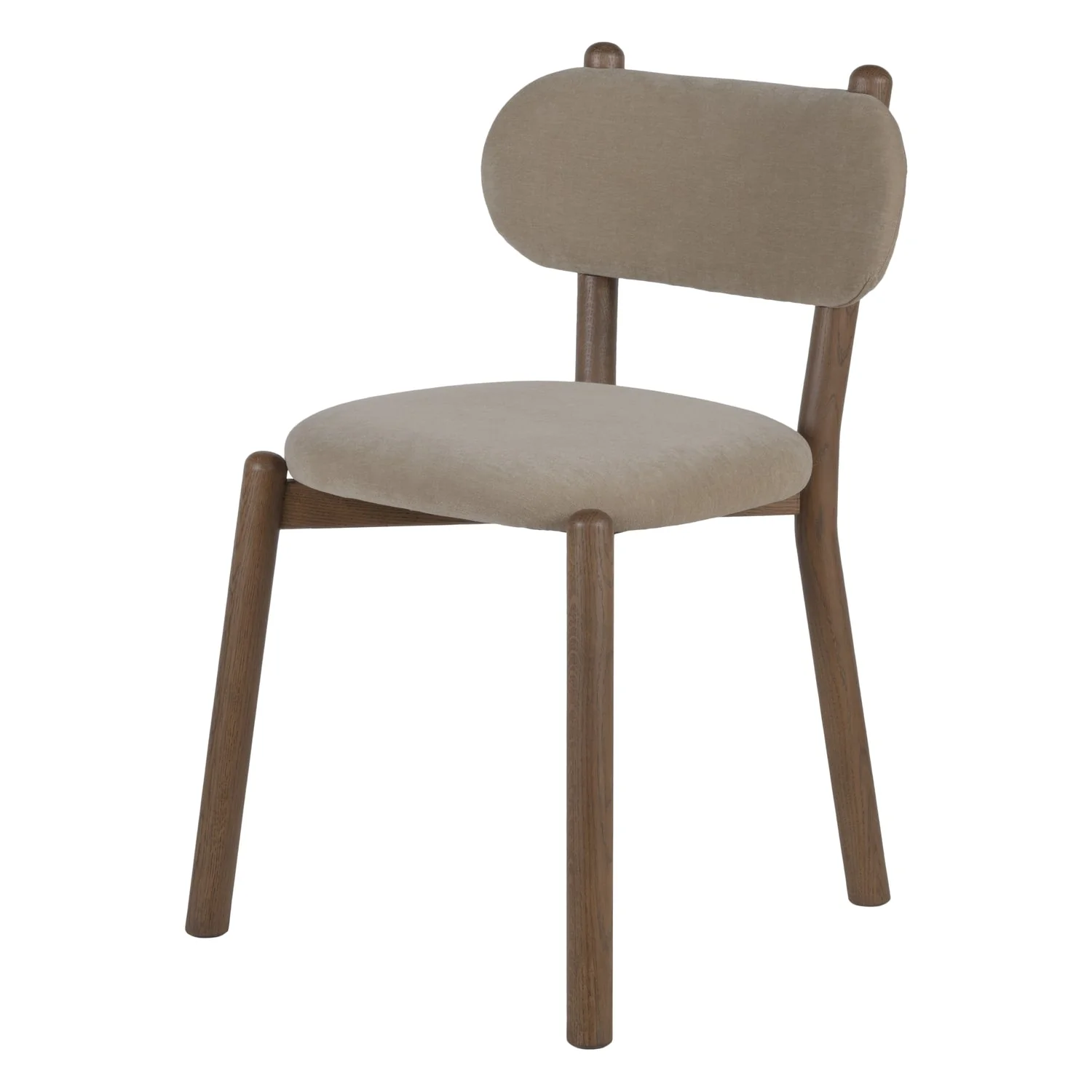 Soft-Curve Oak & Fabric Dining Chair with Padded Rounded Backrest for Dining Rooms