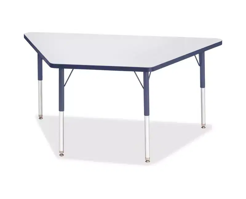 Jonti-Craft Berries Adult-Size Gray Laminate Trapezoid Table 30 x 60 in Blue