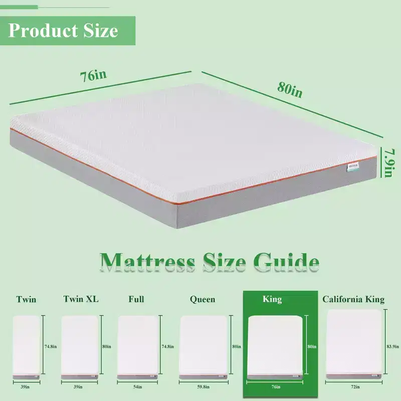 White Medium Firm Memory Foam Mattress, 8