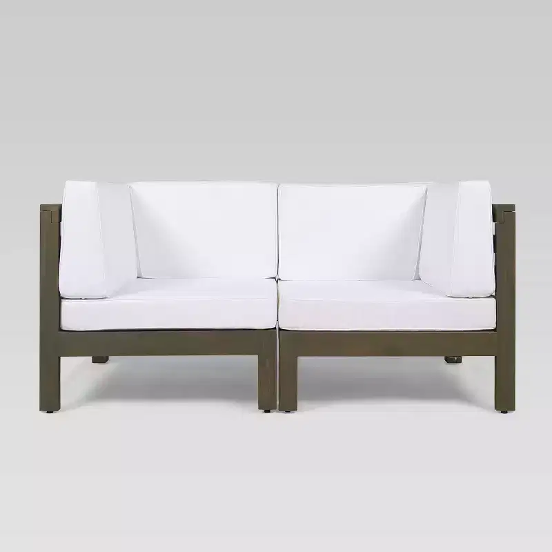 Brava 2pc Acacia Modular Loveseat - Gray/White - Christopher Knight Home