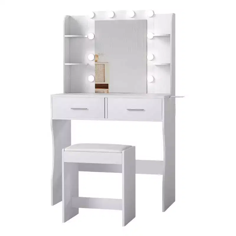 BestMassage Glamour Lighted Vanity Table Set with 2 Drawers & Stool
