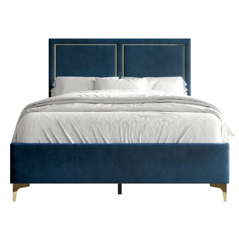 Minimalist Upholstered Velvet Bed