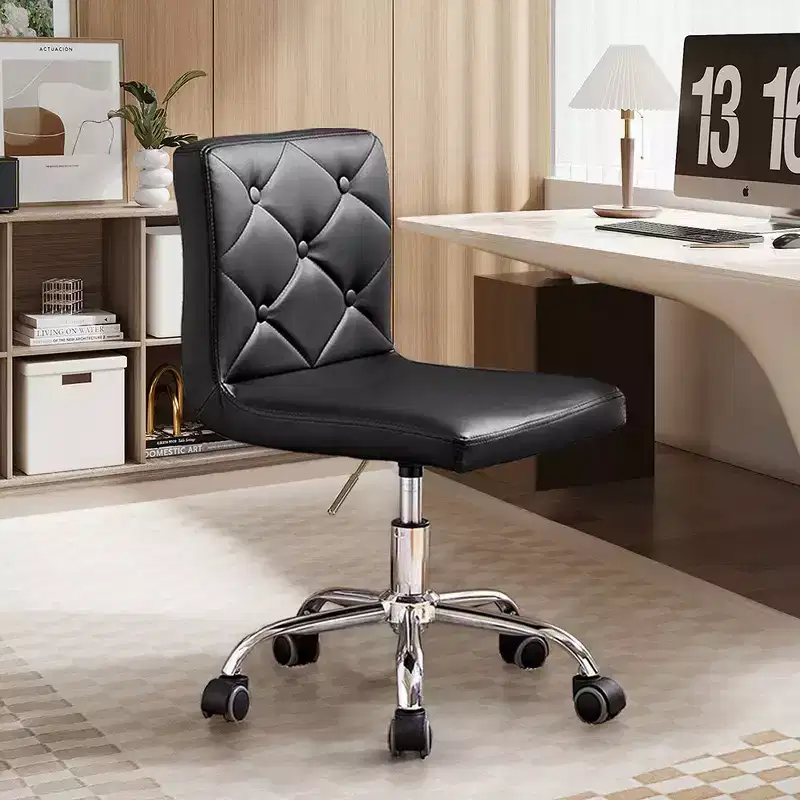 VECELO PU Leather Modern Office Computer Chair with Upholstery and Adjustable Metal Base, Mid-Back Armless Swivel Office Chairs