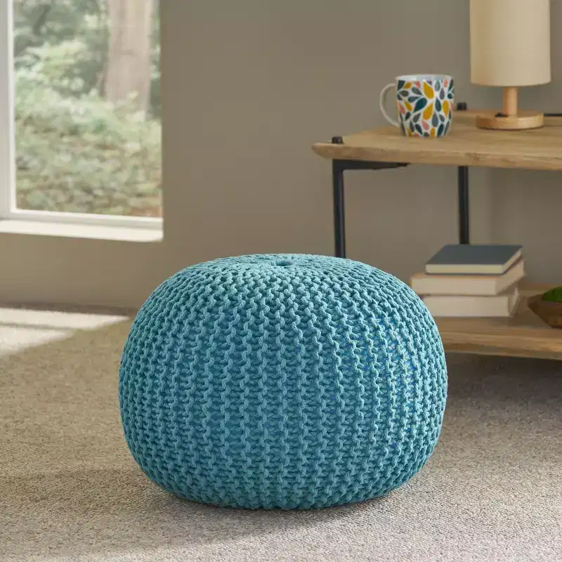 Christopher Knight Home Moro Modern Cotton Knit Round Pouf
