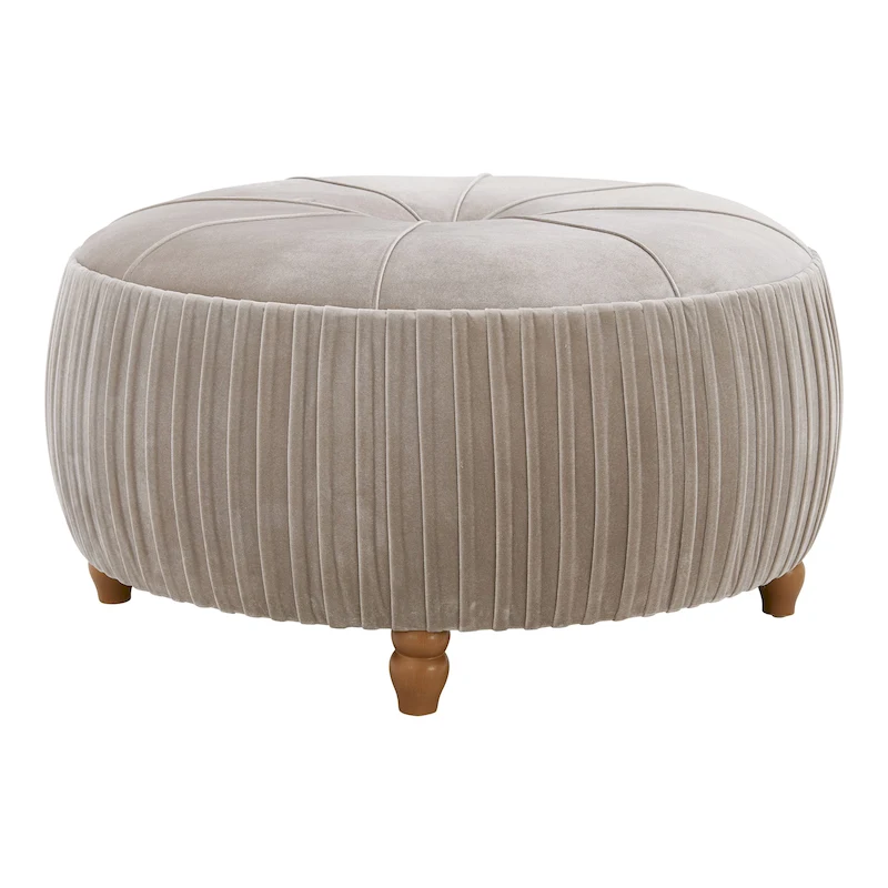 Helena Velvet Round Ottoman