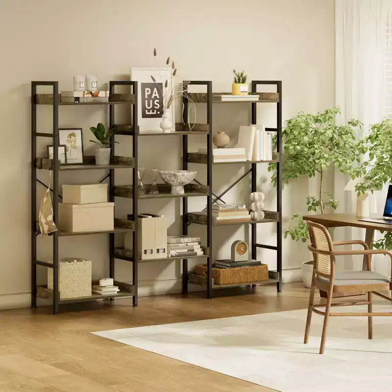 Multi-Layer Corner Bookshelf, Detachable Space-Saving Design with Multiple Hooks
