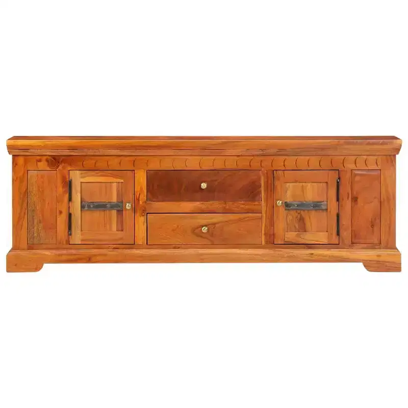 Solid Acacia Wood TV Cabinet, Honey Finish, Medium