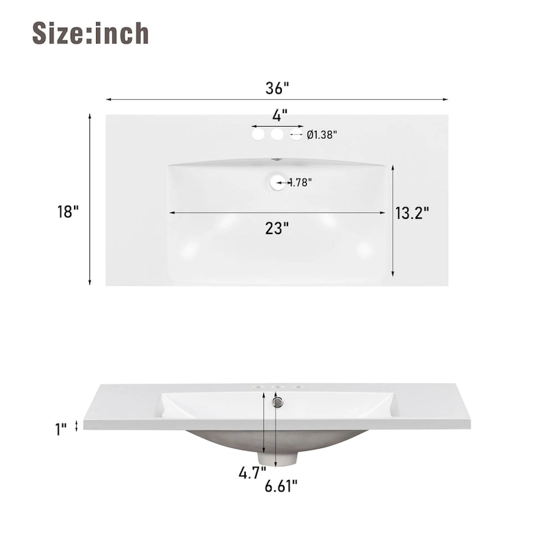 Bathroom Vanity Cabinet with Resin Integrated Sink