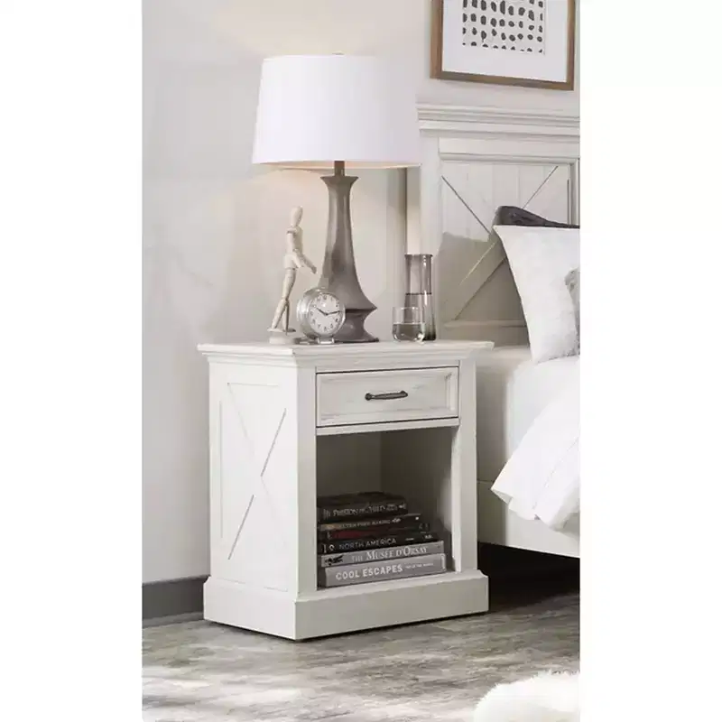 Seaside Lodge Nightstand White: Coastal Bedside Storage, Painted Mahogany Frame