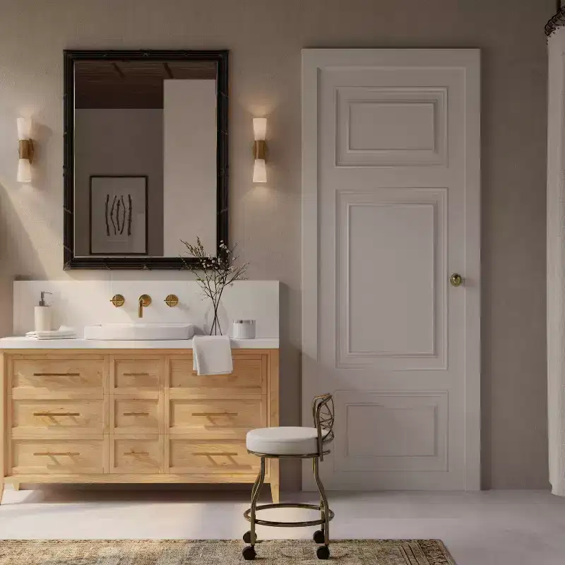 X Back Vanity Bench with Casters Gold: Elegant Faux Leather, Metal Frame, Round Shape